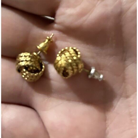 Knotted Gold Tone Chain Earrings Pierced - Picture 4 of 5